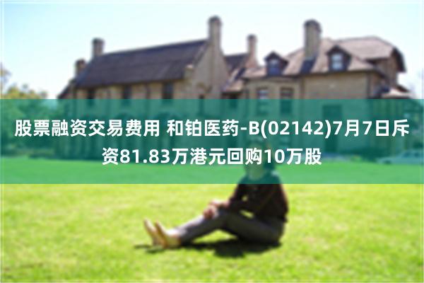 股票融资交易费用 和铂医药-B(02142)7月7日斥资81.83万港元回购10万股