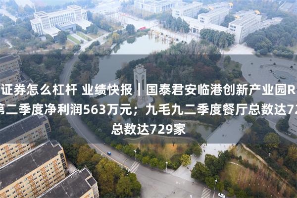 证券怎么杠杆 业绩快报｜国泰君安临港创新产业园REIT第二季度净利润563万元；九毛九二季度餐厅总数达729家