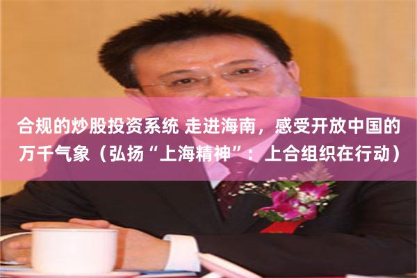 合规的炒股投资系统 走进海南，感受开放中国的万千气象（弘扬“上海精神”：上合组织在行动）