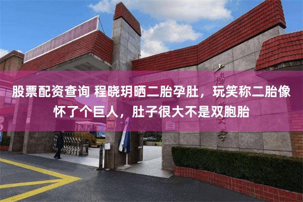 股票配资查询 程晓玥晒二胎孕肚，玩笑称二胎像怀了个巨人，肚子很大不是双胞胎